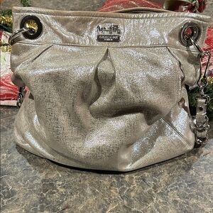Coach Madison Metallic Silver tote bag with chain straps